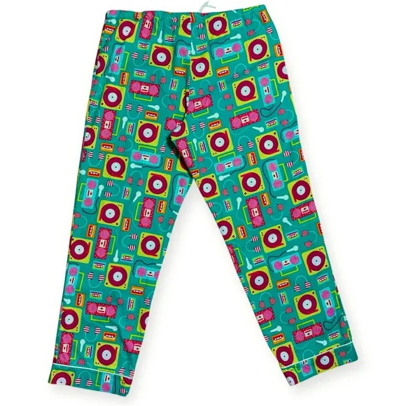 Bed Head Wm’s 100% Cotton Retro Music Print 2 Piece Pajamas Set In Sz L